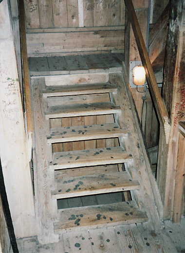 part of the 783 wooden steps leading to the Wieliczka Salt Mine, Cracow