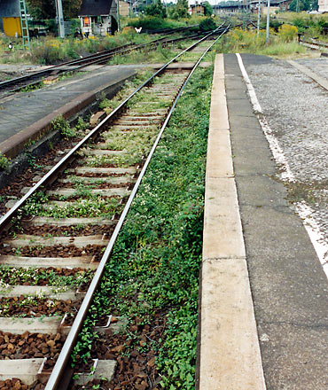 train tracks at an East German rail station in 1992