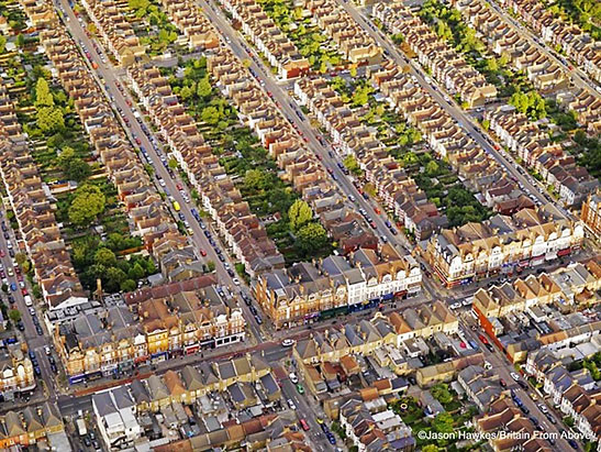 aerial view of a London suburb