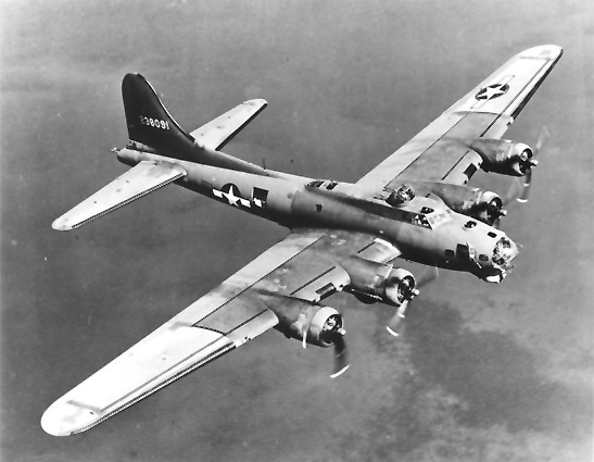 B17 bomber over Western Europe