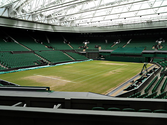 the Center Court with retractable roof overhead, Wimbledon