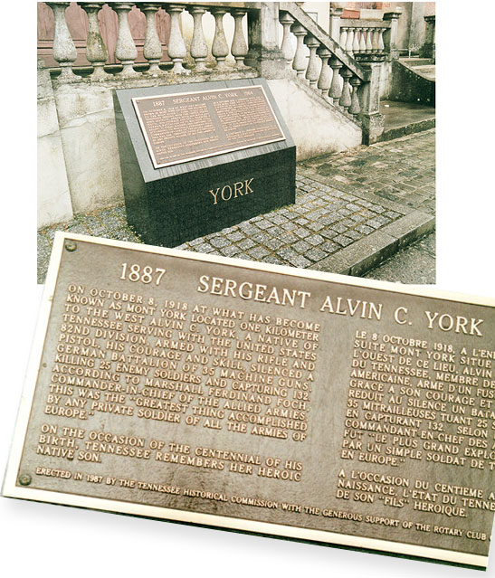 plaque comemmorating Sgt. York in Chatel-Chehery