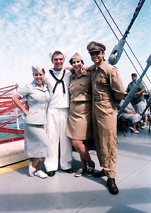 Re-enactors in World War 2 uniforms