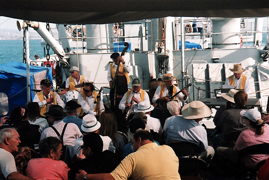 band playing '30s and '40s music on the Lane