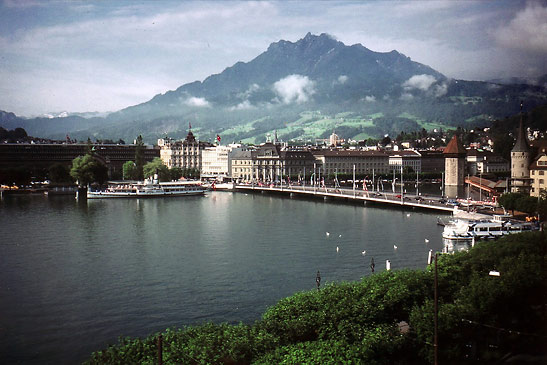 Lucerne, Switzerland with lake steamer in the background