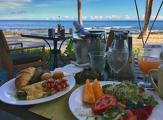breakfast at a beach, Kona, Hawaii