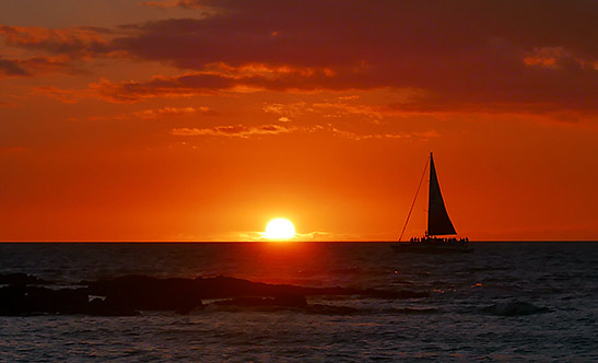 sailboat and sunset, Hawaii