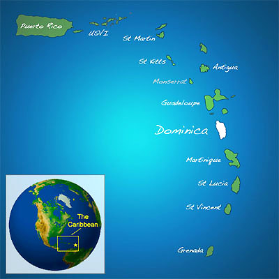 location map of Dominica