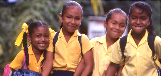 young schoolgirls in Dominica