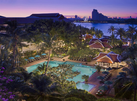 aerial view of Anantara Riverside showing the pool