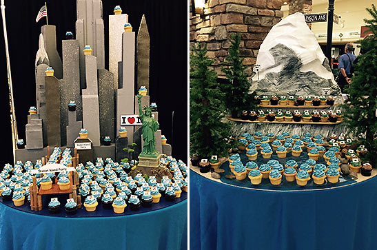 tableaux of sweets at the gate of Jet Blue's first flight to Reno