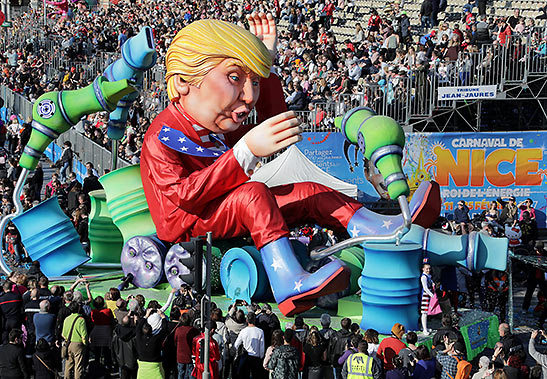 a float of Trump in Nice, France