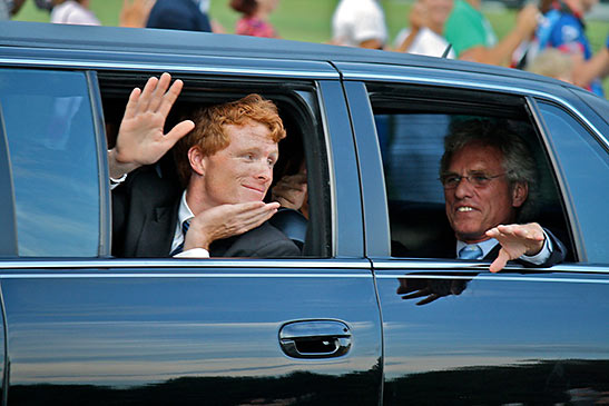 Sen. Ted Kennedy inside car