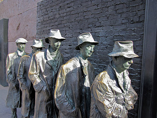 The Breadline by sculptor Georg Segal, part of the expansive FDR Memorial