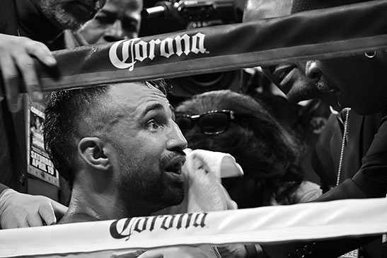 boxer at his corner at the DC Armory