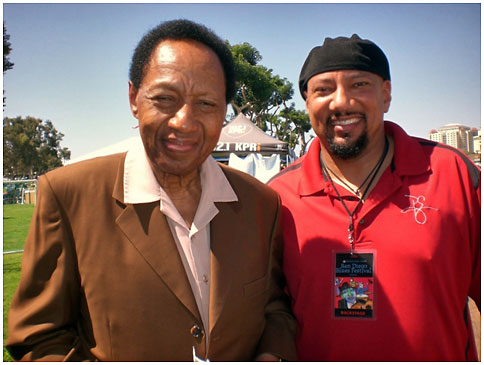 Billy Boy Arnold and Phil Gates backstage at the 2013 San Diego Blues Festival