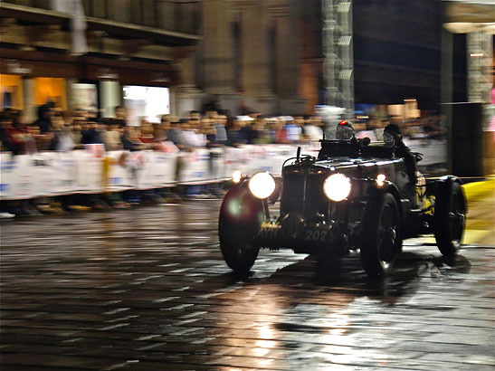 participating car races through Vicenza's streets, the Mille Miglia Race