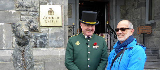the writer with Frank, doorman for the Ashford Castle