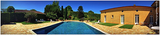 saltwater swimming pool and garden at the Chteau Saint Jacques Calon