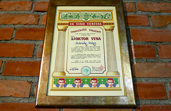 plaque on the main winery wall of the Vukas Winery