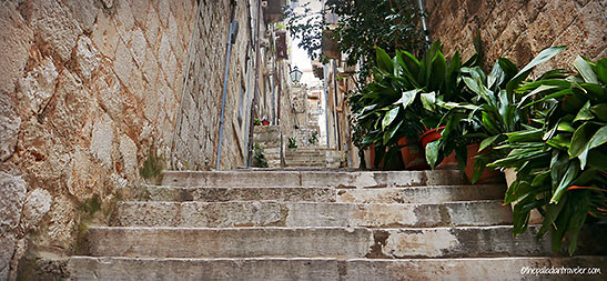 one of the narrow marble alleyways in Dubrovnik's Old City
