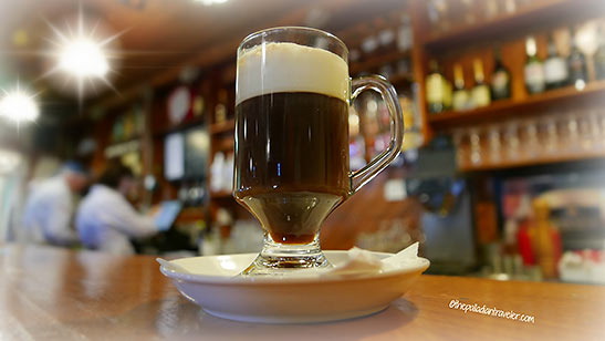 Irish coffee at Monk's Pub