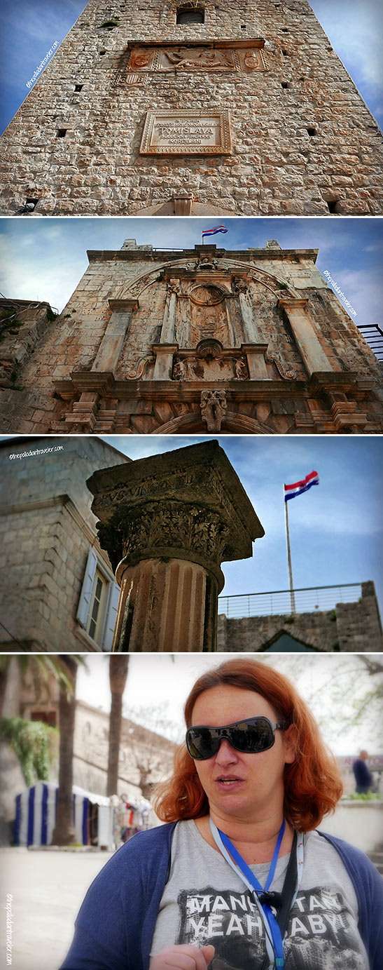 scenes from Korcula including the Revelin Tower with the Venetian winged lion and the 14th century Land Gate