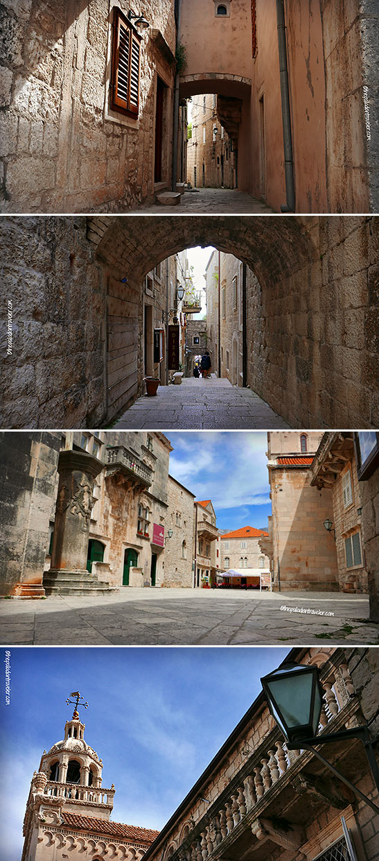 scenes from the historic center of Korcula Town