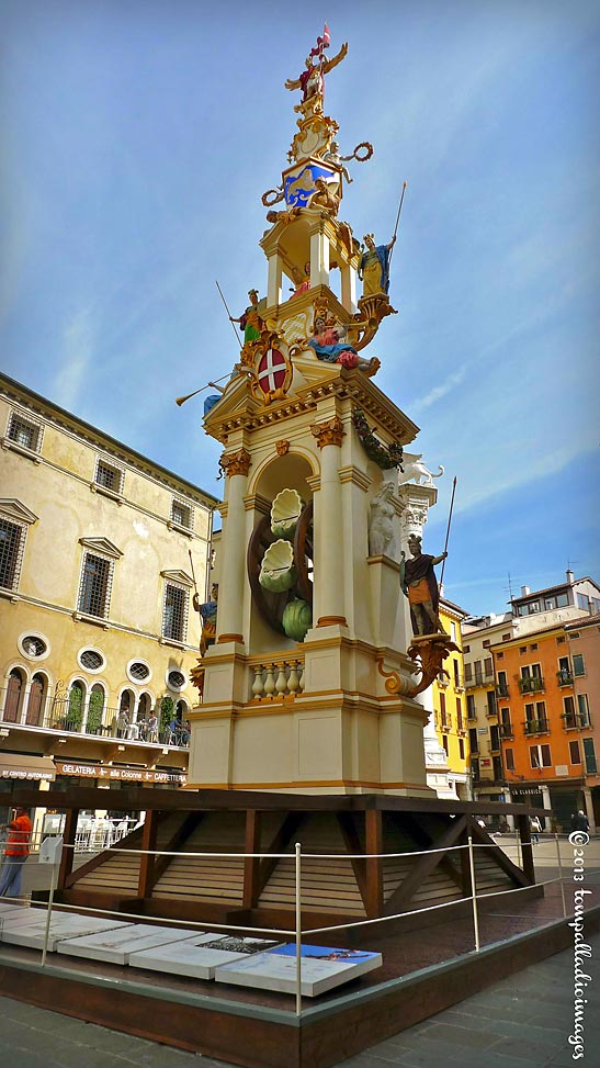 the wooden tower of La Rua at the Piazza dei Signori of Vicenza's Historic Center