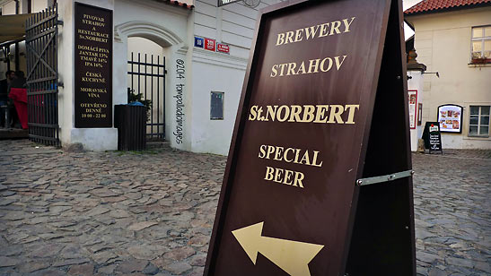 sign pointing to the Strahov brewery