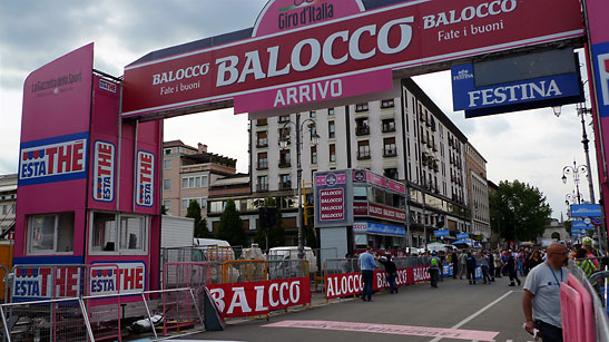 finish line at Vicenza for the 17th stage of the 96th Tour of Italy bike race