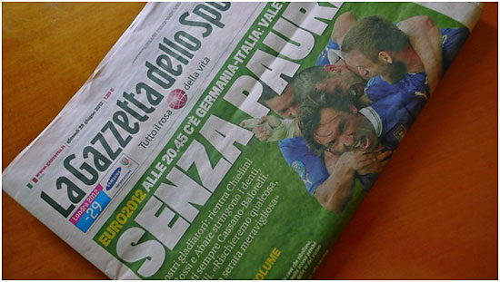 a copy of the La Gazzetta dello Sport, one of Italy's 3 daily sports newspapers