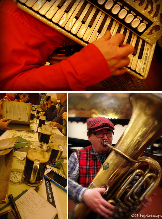 accordion and tuba players and mugs of lager at U Fleku