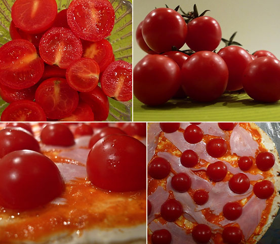 cherry tomatoes on piadina flatbread