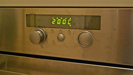 oven pre-heated  to 200C