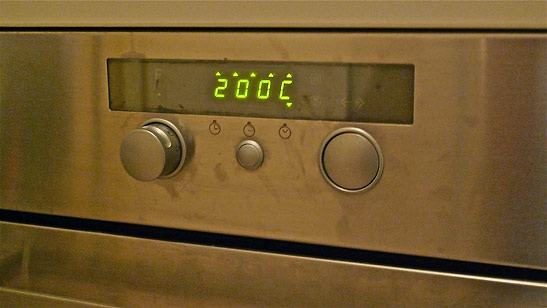 oven pre-heated to 200C