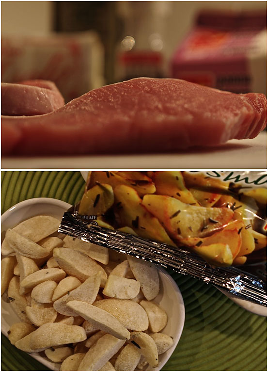 boneless pork loin chops and cut rosemary potatoes