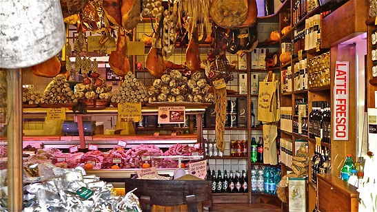inside an Italian butcher shop