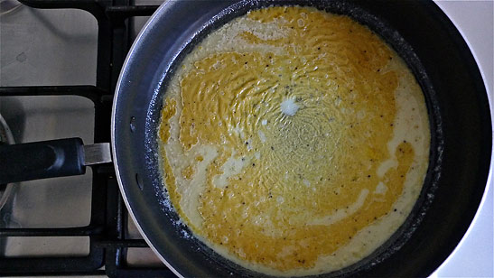 omelette ready for turning