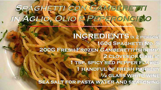 ingredients for Spaghetti con Gamberetti in Aglio, Olio e Peperocino