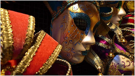 colorful masks during the Ccarnevale in Venice