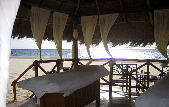 private massage hut on beach