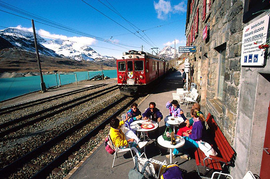 Bernina Express at Bernina Pass