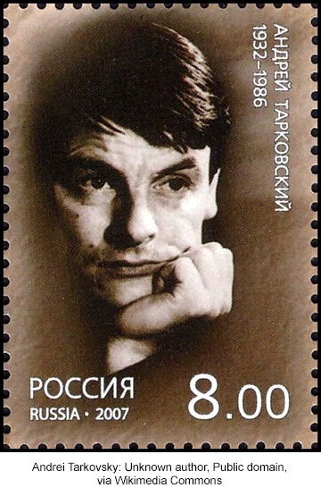 Russian stamp featuring Andrei Tarkovsky