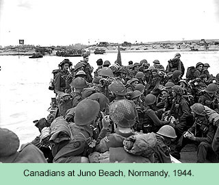 Canadian troops landing at Juno Beach, Normandy, June 1944