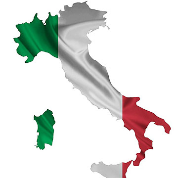 map of Italy with colors of Italian flag