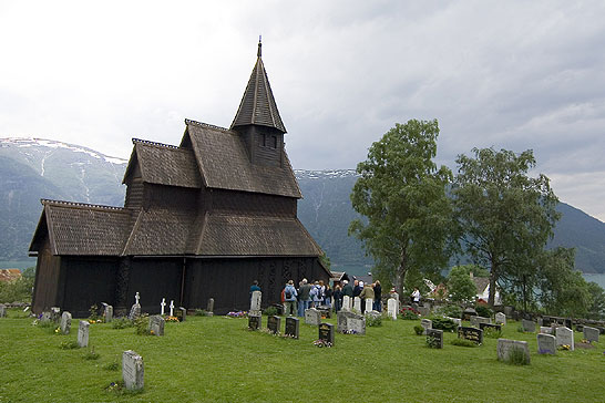 Urnes Stave Church near Lustrafjorden, Norway