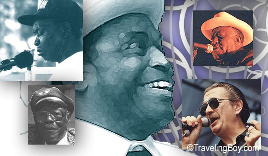 a collage of blues artists
