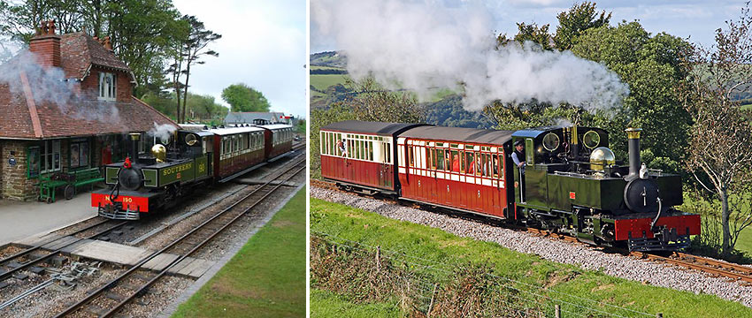 two photos of the Lynton and Barnstaple Railway