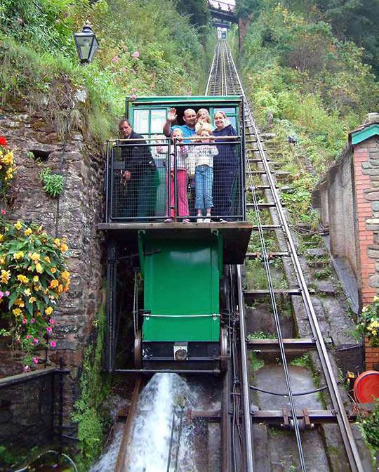 Lynton & Lynmouth railway car discharging water